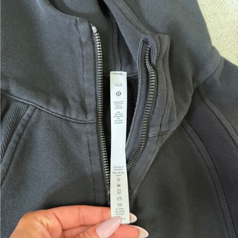 LULULEMON CROPPED SCUBA HOODIE SWEATSHIRT BLACK QUARTER ZIP SIZE XS/S - Picture 5 of 7